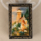 Шкатулка «Ангел у маяка», 6х9 см, лаковая миниатюра - Фото 2