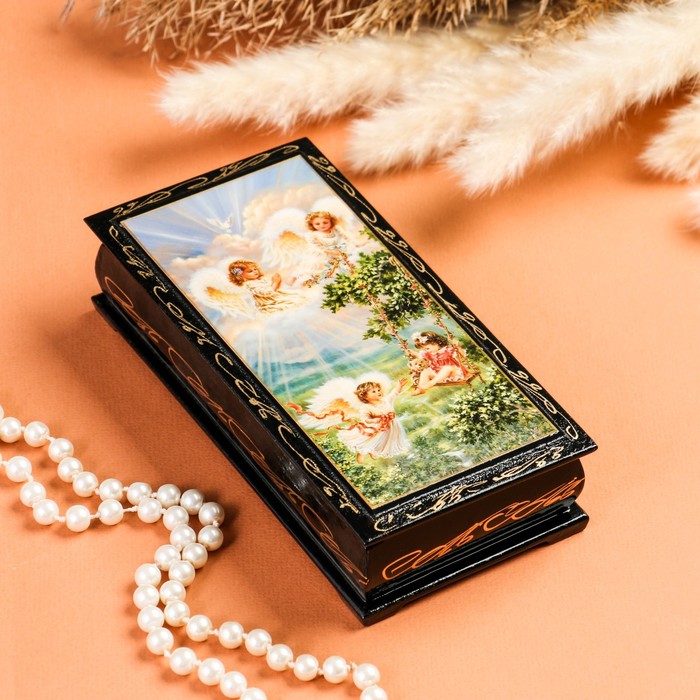 Шкатулка - купюрница «Игривые ангелочки», 8,5×17 см, лаковая миниатюра - Фото 1