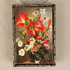 Шкатулка «Лилии в вазе», 11×16 см, лаковая миниатюра - фото 8337026