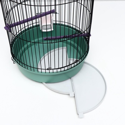 Клетка для птиц, 33×77 см, круглая, трехярусная сварная, малый поддон, МИКС