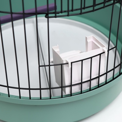 Клетка для птиц, 33×77 см, круглая, трехярусная сварная, малый поддон, МИКС