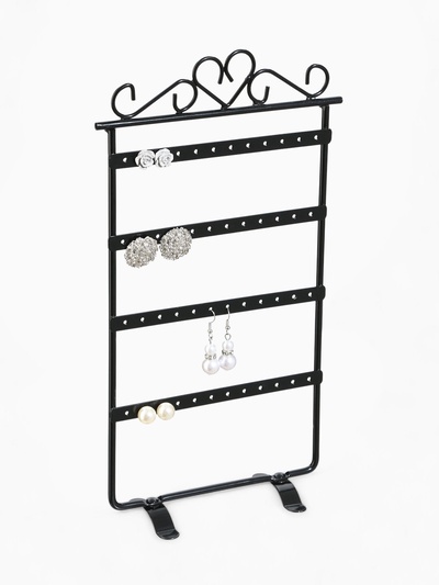 Подставка для украшений QF, 4 ряда, 16×7×29 см, чёрная