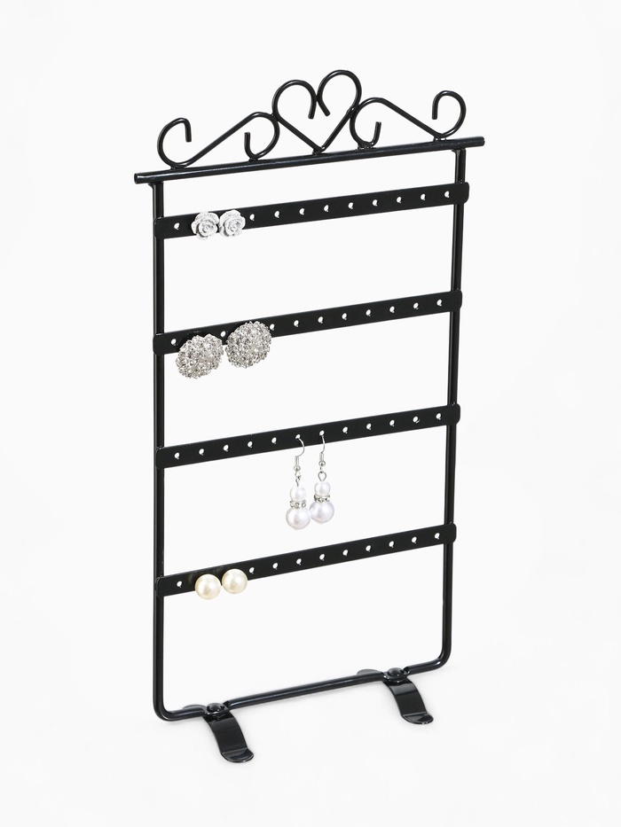 Подставка для украшений QF, 4 ряда, 16×7×29 см, чёрная - Фото 1