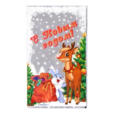 Пакет подарочный новогодний, для сладкого подарка «Оленёнок» 20×35 см