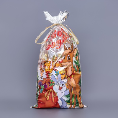 Пакет подарочный новогодний, для сладкого подарка «Оленёнок» 20×35 см