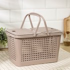 Корзина для пикника Альтернатива «Мини», 35.5×23×20 см, с ручками, пластик, коричневая - Фото 1