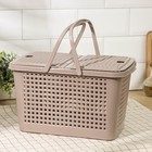 Корзина для пикника Альтернатива «Мини», 35.5×23×20 см, с ручками, пластик, коричневая - Фото 5