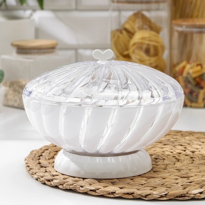 Ваза для хлеба и фруктов Альтернатива «Грация», пластик, 1.5 л, h=14.5 см, d=21 см, белый