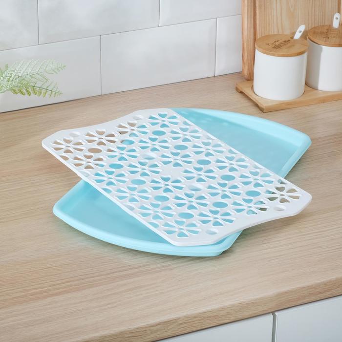 Поднос с вкладышем для сушки посуды, 40×24 см, цвет МИКС - фото 1886251246