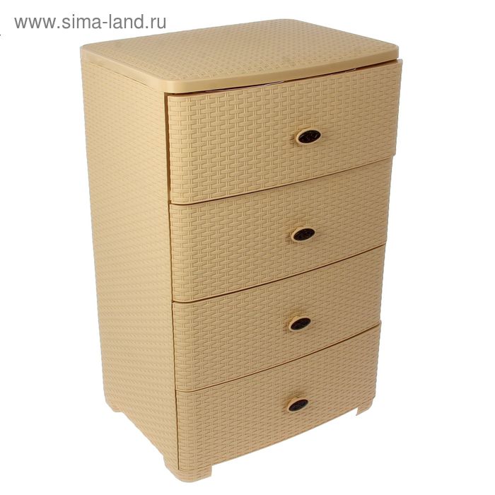 Комод 4-х секционный «Плетёнка», бежевый - Фото 1