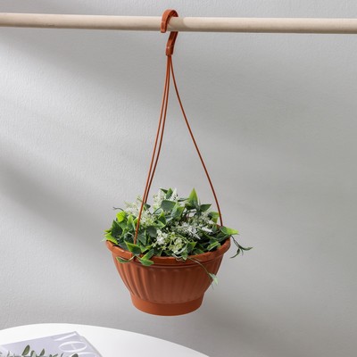 Кашпо уличное для цветов Альтернатива «Мирабель», 2.5 л, подвесное, с прикорневым поливом, пластик, коричневое