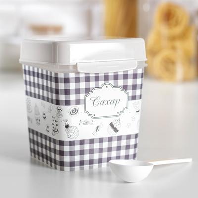 Ёмкость для сахара с ложкой «Плетёнка», 1,2 л, пластик, белая