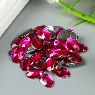 Декор для творчества пластик "Стразы овал. Ярко-розовые" набор 38 шт 1,2х1,4 см