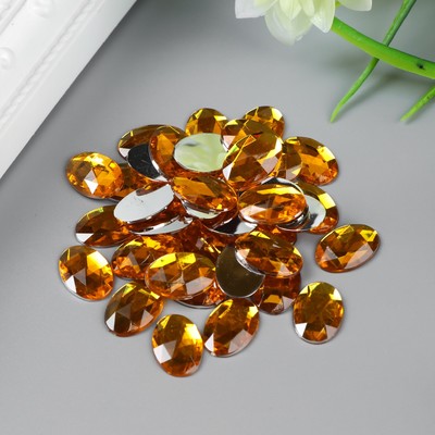 Декор для творчества пластик "Стразы овал. Ярко-жёлтые" набор 36 шт 1,2х1,4 см