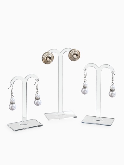 Подставка под серьги «QF. Полукруг», набор 3 шт., h=8.5, 10 и 12 см, прозрачная