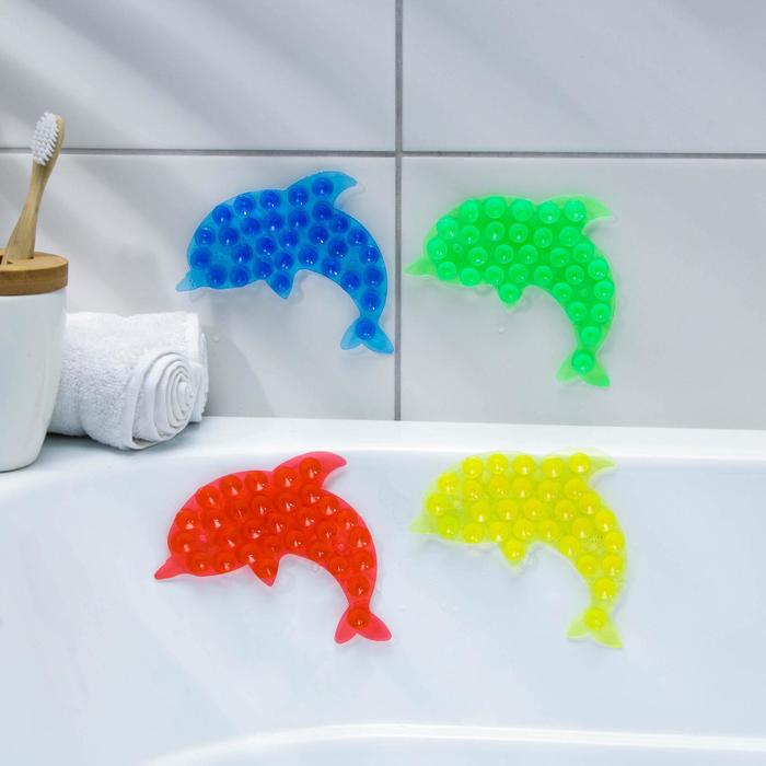 Мини-коврик для ванны «Дельфин», 11×16 см, цвет МИКС - Фото 1
