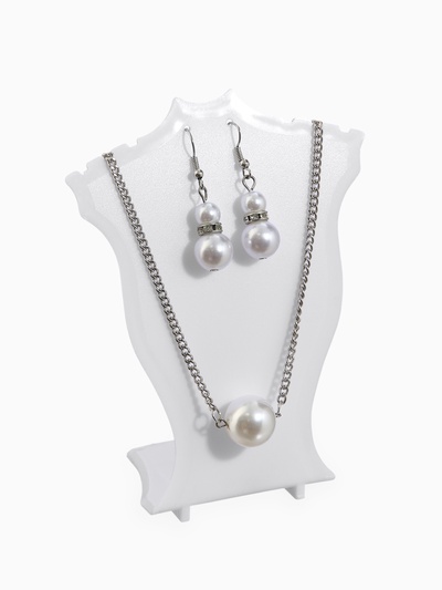 Подставка под кулоны, цепочки и серьги QF, 10×4.3×12 см, белая