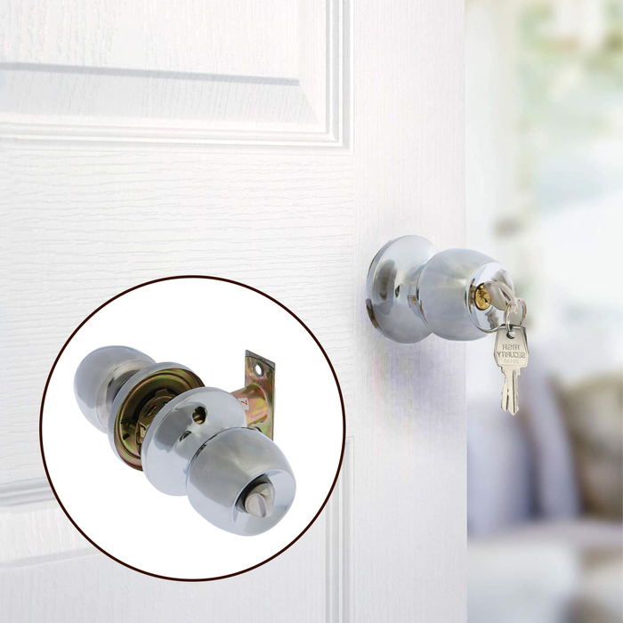 Защелка 1103, с ключом, цвет хром - Фото 1