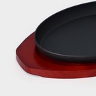 Сковорода «Овал», 26.5×16.5 см, на деревянной подставке, индукция, чугун, чёрная - Фото 2