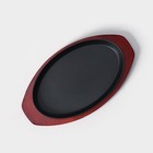 Сковорода «Овал», 26.5×16.5 см, на деревянной подставке, индукция, чугун, чёрная - Фото 4