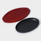 Сковорода «Овал», 26.5×16.5 см, на деревянной подставке, индукция, чугун, чёрная - Фото 5