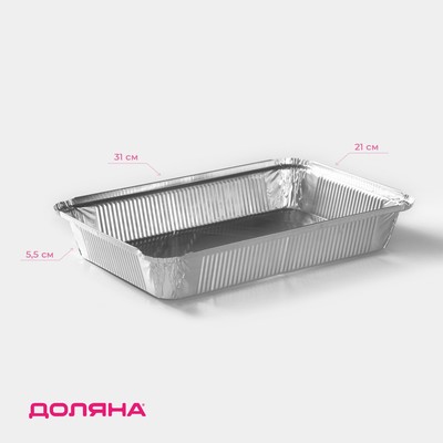 Формы для выпечки и запекания Доляна, набор 2 шт., 2.235 л, 31×21×5.5 см, фольга, серебристые