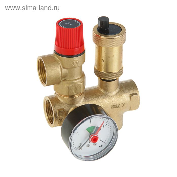Группа безопасности ProFactor PF BS 607, для котлов отопления, латунь, 1", проходная - Фото 1
