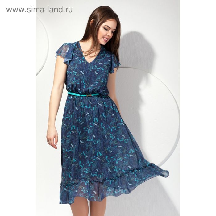 Платье женское, размер 46, цвет синий+бирюза П-468 - Фото 1