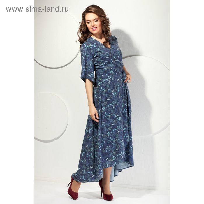Платье женское, размер 46, цвет синий+голубой П-470 - Фото 1