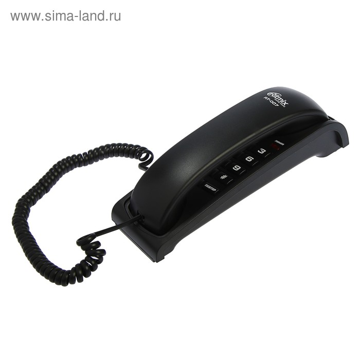 Проводной телефон Ritmix RT-007, настольно-настенный, стильный дизайн, черный - Фото 1