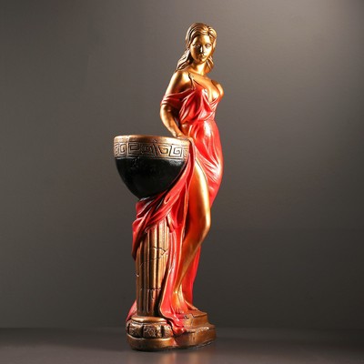 Фигура с кашпо «Девушка Дана», 23×31×81 см, гипс, цвет бронзовый, красный