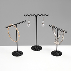 Подставка под серьги QF «Волны», набор 3 шт., h=9.5, 11, 13 см, чёрная - Фото 2