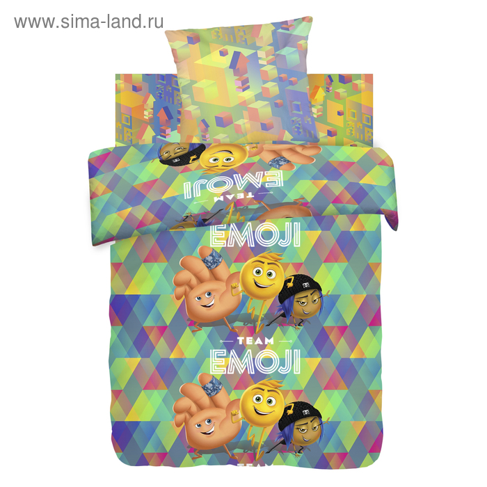Постельное бельё 1,5 "Emoji movie" Команда Эмоджи - Фото 1