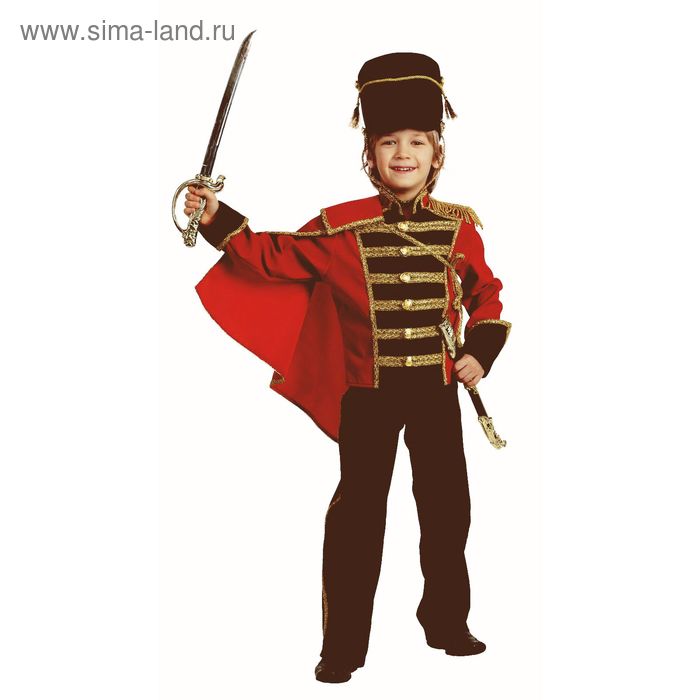 Детский карнавальный костюм «Гусар», бархат, размер 26, рост 104 см - Фото 1