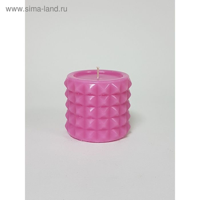 Свеча цилиндр "В кристаллах" 6,3х7,5см, розовая - Фото 1