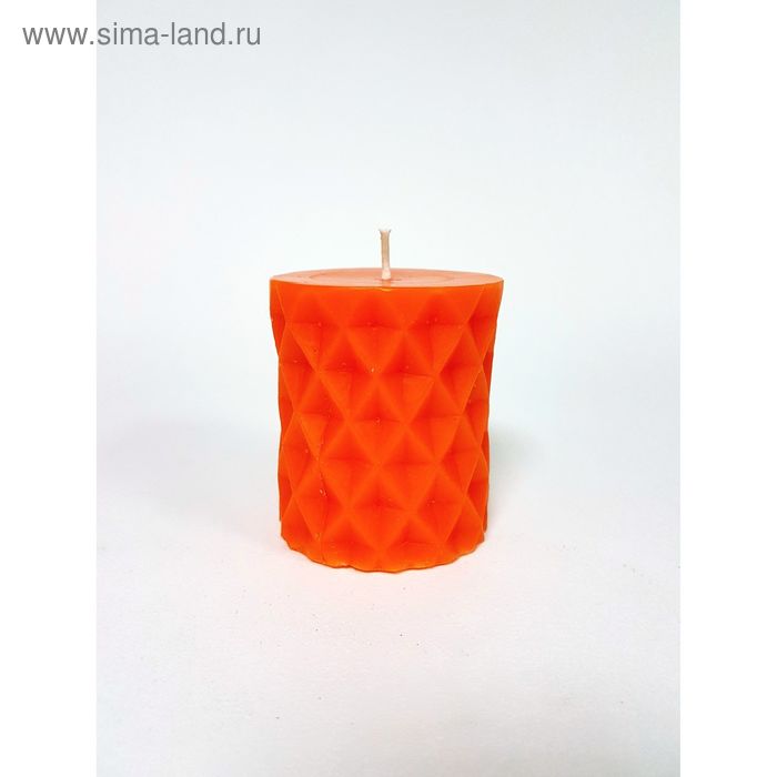 Свеча цилиндр "Геометрия" 6,7х7,5см, оранжевая - Фото 1