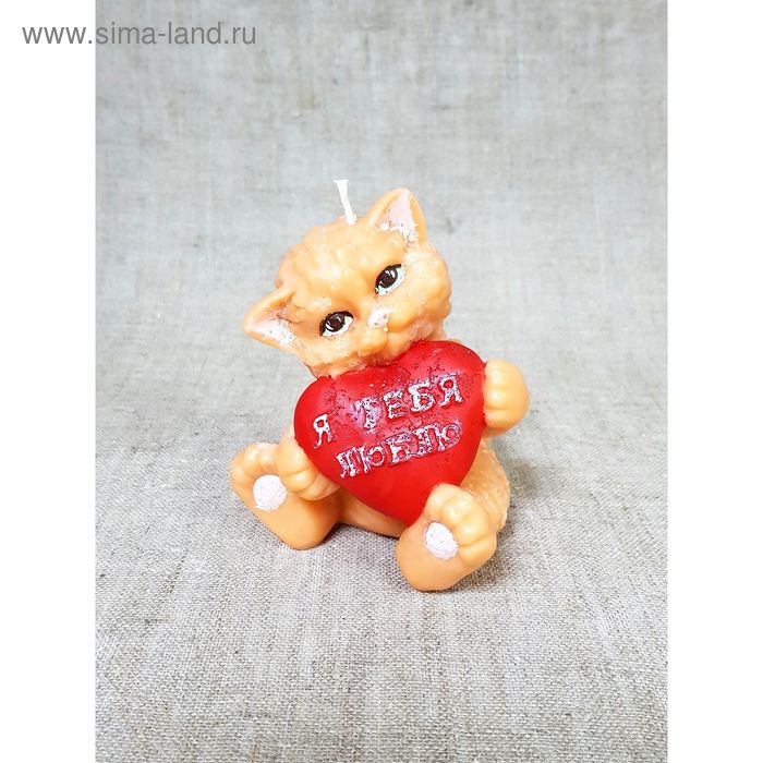 Свеча "Влюбленный котик" 10,5*13,5 рыжий - Фото 1