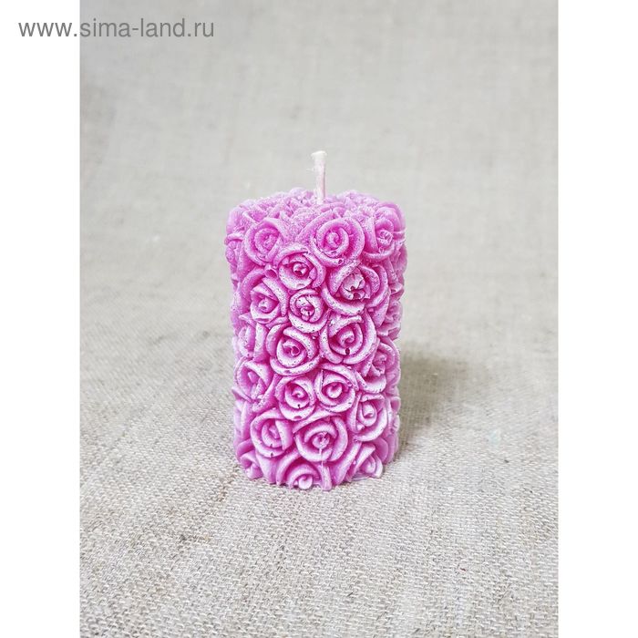 Свеча Свадебная Цилиндр из роз 4,5*7 малиновый - Фото 1