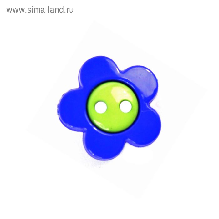 Пуговица детская "Цветок", 15мм, цвет синий-жёлтый - Фото 1