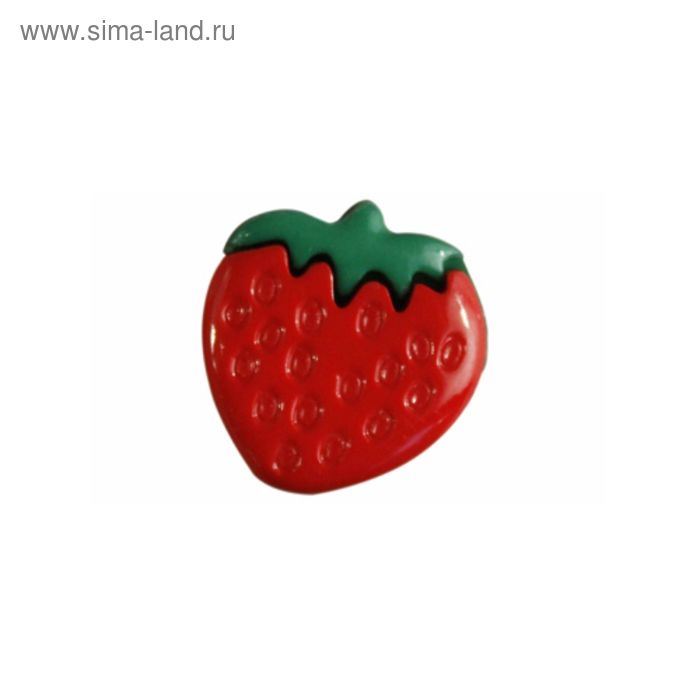 Пуговица детская "Клубничка", 15мм, цвет красный - Фото 1