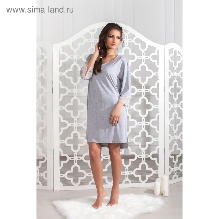 Платье домашнее женское "Ласса" цвет серый меланж, р-р 58 - Фото 1