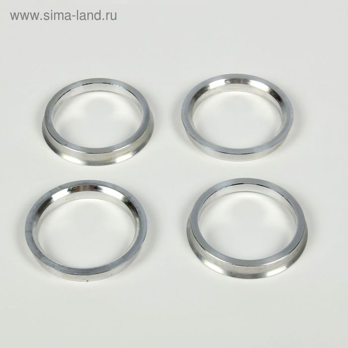 Алюминиевое центровочное кольцо, диаметр наружный 67,1 мм, внутренний 57,1 мм, набор 4 шт. - Фото 1