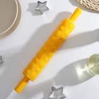 Скалка кондитерская «Ромашки», 37 см, рабочая часть 25 см, фактурная, цвет МИКС - Фото 1