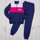 Комплект для девочки (куртка+брюки), рост 146 см, цвет тёмно-синий /цвет фуксия Л692 - Фото 1