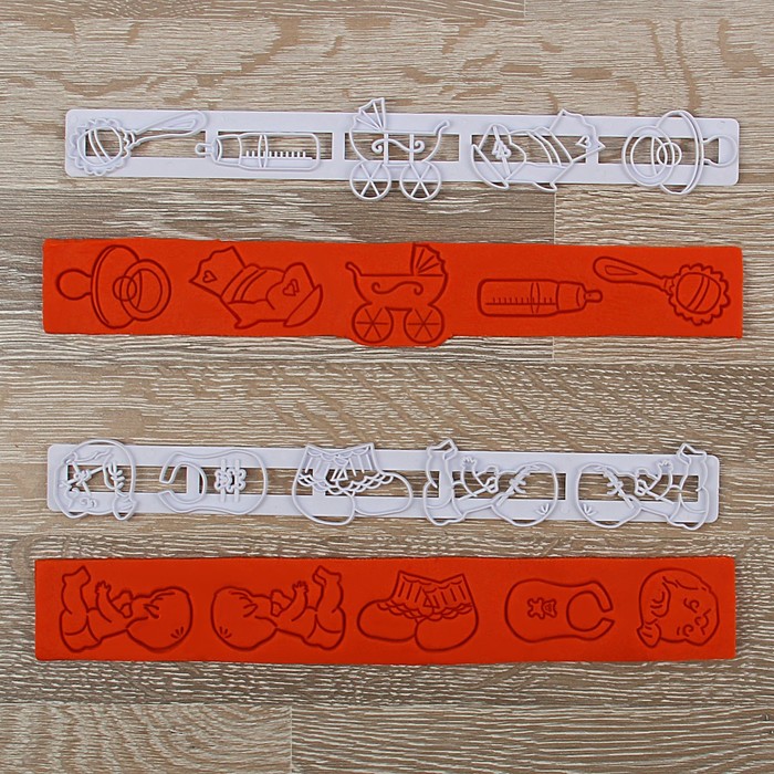 Набор печатей для марципана и теста Доляна «Новорожденный», 2 шт, 24×4×0,5 см - Фото 1