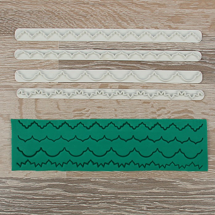 Набор выемок кондитерских для марципана и теста Доляна «Волна», 4 шт, 25,5×2×0,5 см - Фото 1