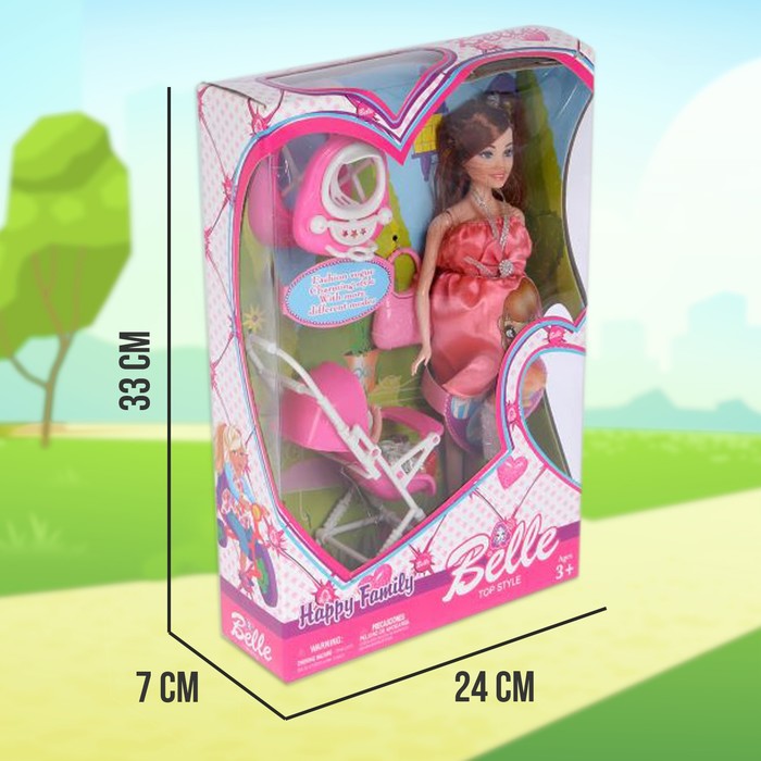 Кукла-модель беременная «Лиза» с малышкой, коляской и аксессуарами, МИКС 42106