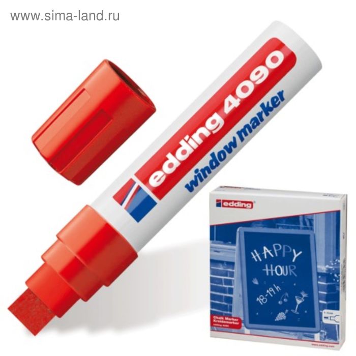 Маркер меловой Edding Е-4090 4-15 мм, для окон и стекла смываемый красный - Фото 1