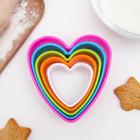 Набор форм для печенья Доляна «Сердце», 5 предметов, 10×9×3,5 см, цвет МИКС - фото 4175877