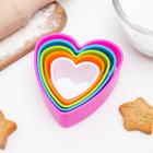 Набор форм для печенья Доляна «Сердце», 5 предметов, 10×9×3,5 см, цвет МИКС - Фото 4